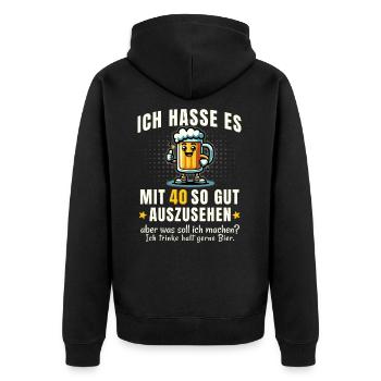 40 & Beer – Drôle de dicton - Veste à capuche bio Premium Unisexe - noir - Dos - Nico (187cm)