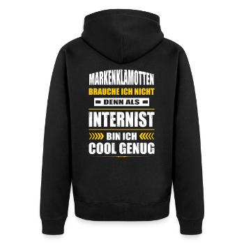 Markenklamotten Brauche Ich Nicht Internist Arzt - Unisex Premium Bio Zip Hoodie - Schwarz - Hinten - Nico (187cm)