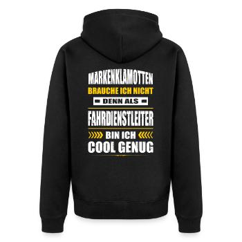 Fahrdienstleiter Zug Zugführer Lokführer Spruch - Unisex Premium Bio Zip Hoodie - Schwarz - Hinten - Nico (187cm)