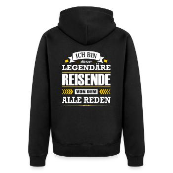 Dieser Legendäre Reisende Von Dem Alle Reden - Unisex Premium Bio Zip Hoodie - Schwarz - Hinten - Nico (187cm)