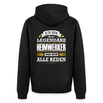 Dieser Legendäre Heimwerker Von Dem Alle Reden - Unisex Premium Bio Zip Hoodie - Schwarz - Hinten - Nico (187cm)