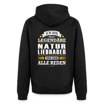 Dieser Legendäre Naturliebhaber Von Dem Alle Reden - Unisex Premium Bio Zip Hoodie - Schwarz - Hinten - Nico (187cm)