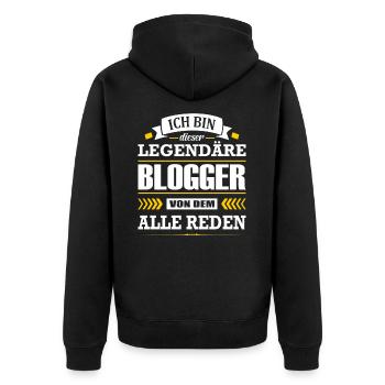 Dieser Legendäre Blogger Von Dem Alle Reden - Unisex Premium Bio Zip Hoodie - Schwarz - Hinten - Nico (187cm)