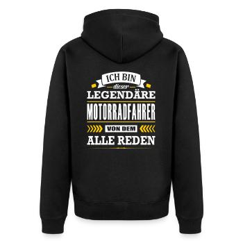 Dieser Legendäre Motorradfahrer Von Dem Alle Reden - Unisex Premium Bio Zip Hoodie - Schwarz - Hinten - Nico (187cm)