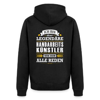 Dieser Legendäre Handarbeitskünstler Handarbeit - Unisex Premium Bio Zip Hoodie - Schwarz - Hinten - Nico (187cm)