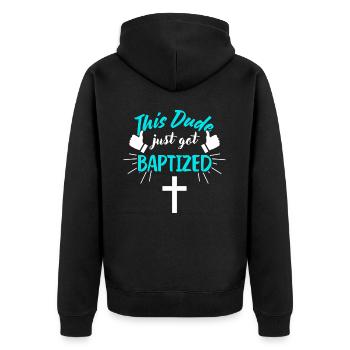 Dieser Typ Ist Frisch Getauft Christliche Taufe - Unisex Premium Bio Zip Hoodie - Schwarz - Hinten - Nico (187cm)