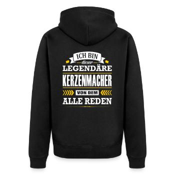 Dieser Legendäre Kerzenmacher Von Dem Alle Reden - Unisex Premium Bio Zip Hoodie - Schwarz - Hinten - Nico (187cm)