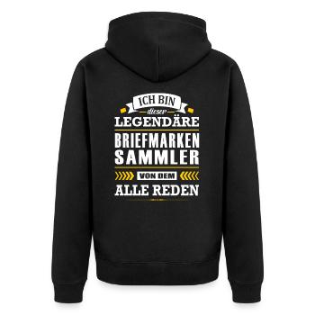Dieser Legendäre Briefmarkensammler Sammler - Unisex Premium Bio Zip Hoodie - Schwarz - Hinten - Nico (187cm)