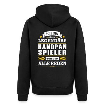 Dieser Legendäre Handpanspieler Von Dem Alle Reden - Unisex Premium Bio Zip Hoodie - Schwarz - Hinten - Nico (187cm)