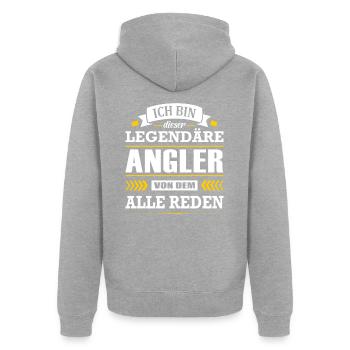 Ich Bin Dieser Legendäre Angler Von Dem Alle Reden - Unisex Premium Bio Zip Hoodie - Grau meliert - Hinten - Nico (187cm)
