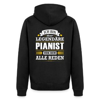 Dieser Legendäre Pianist Von Dem Alle Reden - Unisex Premium Bio Zip Hoodie - Schwarz - Hinten - Nico (187cm)