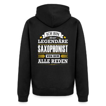 Dieser Legendäre Saxophonist Von Dem Alle Reden - Unisex Premium Bio Zip Hoodie - Schwarz - Hinten - Nico (187cm)