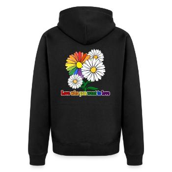Love who you want to love - Unisex Premium Bio Zip Hoodie - Schwarz - Hinten - Nico (187cm)