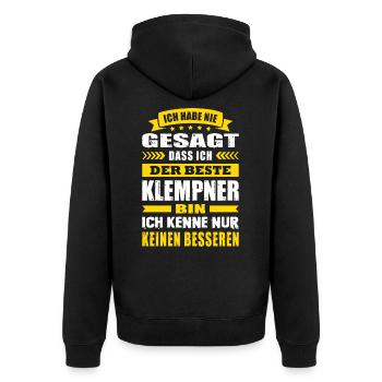 Ich Habe Nie Gesagt Der Beste Klempner - Unisex Premium Bio Zip Hoodie - Schwarz - Hinten - Nico (187cm)