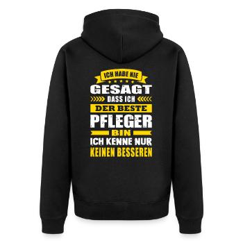 Ich Habe Nie Gesagt Der Beste Pfleger Pflege - Unisex Premium Bio Zip Hoodie - Schwarz - Hinten - Nico (187cm)