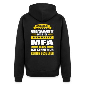 Ich Habe Nie Gesagt Der Beste MFA Abschluss - Unisex Premium Bio Zip Hoodie - Schwarz - Hinten - Nico (187cm)