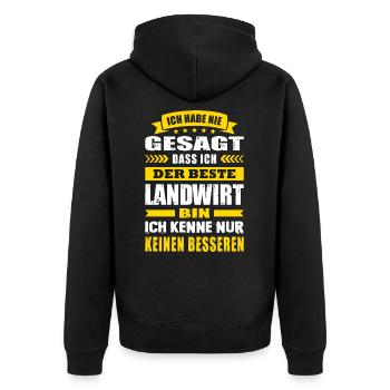 Ich Habe Nie Gesagt Der Beste Landwirt - Unisex Premium Bio Zip Hoodie - Schwarz - Hinten - Nico (187cm)