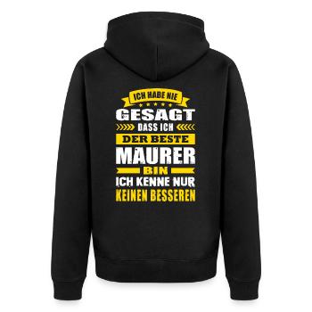 Ich Habe Nie Gesagt Der Beste Maurer - Unisex Premium Bio Zip Hoodie - Schwarz - Hinten - Nico (187cm)