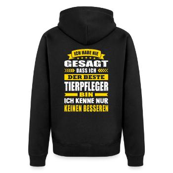 Ich Habe Nie Gesagt Der Beste Tierpfleger - Unisex Premium Bio Zip Hoodie - Schwarz - Hinten - Nico (187cm)
