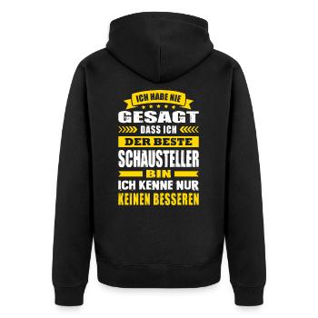 Ich Habe Nie Gesagt Der Beste Schausteller - Unisex Premium Bio Zip Hoodie - Schwarz - Hinten - Nico (187cm)