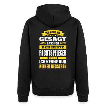Ich Habe Nie Gesagt Der Beste Rechtspfleger - Unisex Premium Bio Zip Hoodie - Schwarz - Hinten - Nico (187cm)