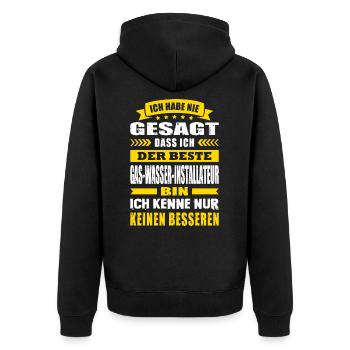 Der Beste Gas-Wasser-Installateur Meister - Unisex Premium Bio Zip Hoodie - Schwarz - Hinten - Nico (187cm)