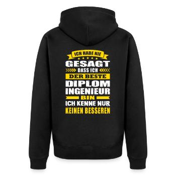 Ich Habe Nie Gesagt Der Beste Diplom Ingenieur - Unisex Premium Bio Zip Hoodie - Schwarz - Hinten - Nico (187cm)