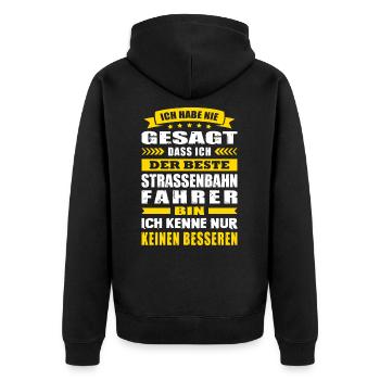Der Beste Strassenbahnfahrer Zugfahrer Zugführer - Unisex Premium Bio Zip Hoodie - Schwarz - Hinten - Nico (187cm)