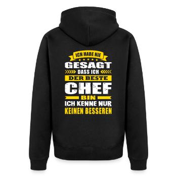 Ich Habe Nie Gesagt Der Beste Chef Büro Ironie - Unisex Premium Bio Zip Hoodie - Schwarz - Hinten - Nico (187cm)