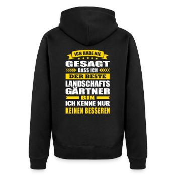 Der Beste Landschaftsgärtner Azubi Geselle Meister - Unisex Premium Bio Zip Hoodie - Schwarz - Hinten - Nico (187cm)
