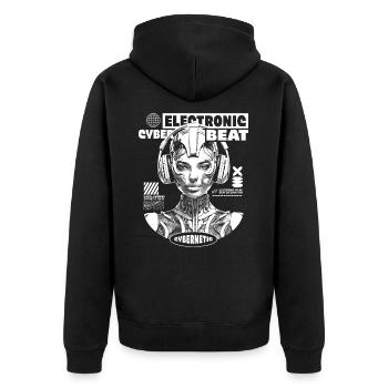 Electronic Cyber Beat Techno Shirt - Unisex Premium Organic Zip Hoodie - black - Back - Nico (187cm)