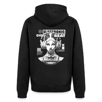 Futuristic Festival T-Shirt for Clubgoers - Unisex Premium Organic Zip Hoodie - black - Back - Nico (187cm)