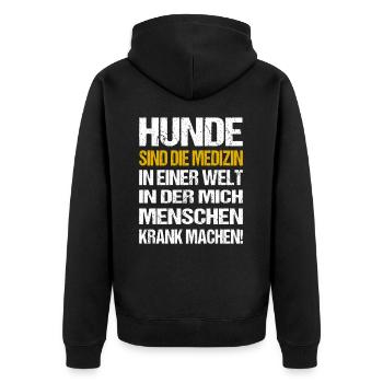 Hundeliebhaber Sprüche Hundehalter Hundezüchter - Unisex Premium Bio Zip Hoodie - Schwarz - Hinten - Nico (187cm)