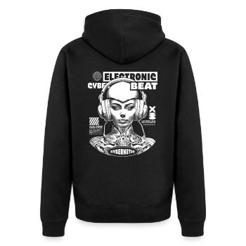 Electro Cyber Beat: Futuristic Music T-Shirt - Unisex Premium Organic Zip Hoodie - black - Back - Nico (187cm)