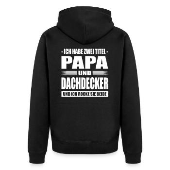 Zwei Titel Papa und Dachdecker Dachdeckermeister - Unisex Premium Bio Zip Hoodie - Schwarz - Hinten - Nico (187cm)