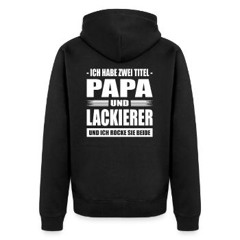 Zwei Titel Papa und Lackierer Fahrzeuglackierer - Unisex Premium Bio Zip Hoodie - Schwarz - Hinten - Nico (187cm)
