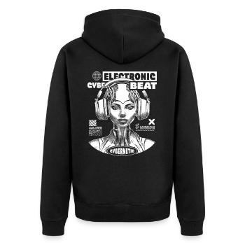 Futuristic Techno Shirt: EDM Princess Style - Unisex Premium Organic Zip Hoodie - black - Back - Nico (187cm)