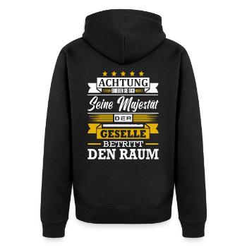 Achtung Seine Majestät Der Geselle Abschluss - Unisex Premium Bio Zip Hoodie - Schwarz - Hinten - Nico (187cm)