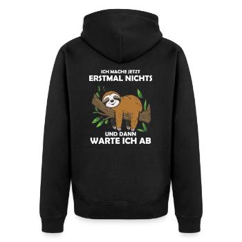 Funny sloth, no desire - Unisex Premium Organic Zip Hoodie - black - Back - Nico (187cm)