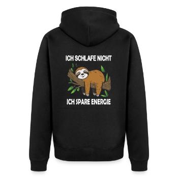 Funny sloth, no desire - Unisex Premium Organic Zip Hoodie - black - Back - Nico (187cm)