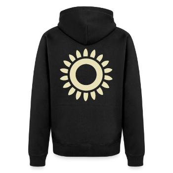 Abstrakte Sonne Sonnenschein Abstrakte Kunst - Unisex Premium Bio Zip Hoodie - Schwarz - Hinten - Nico (187cm)