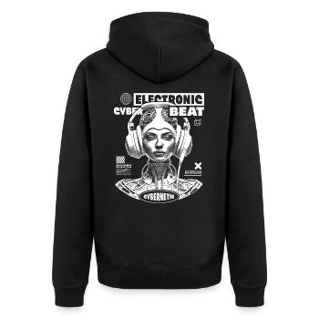 Seductive space woman, shirt for techno fans - Unisex Premium Organic Zip Hoodie - black - Back - Nico (187cm)