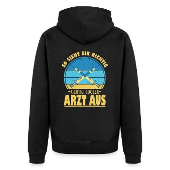 So Sieht Ein Richtig Cooler Arzt Aus Abschluss - Unisex Premium Bio Zip Hoodie - Schwarz - Hinten - Nico (187cm)