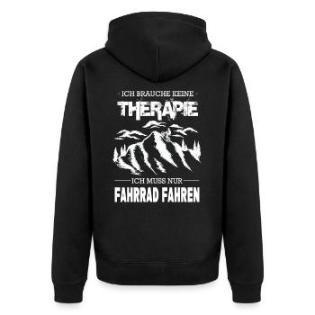 Ich Brauche Keine Therapie Fahrrad Fahren - Unisex Premium Bio Zip Hoodie - Schwarz - Hinten - Nico (187cm)