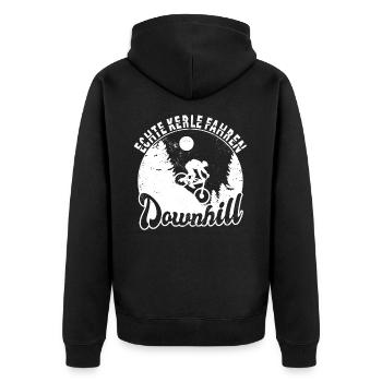 Fahrrad Mountainbike Echte Kerle Fahren Downhill - Unisex Premium Bio Zip Hoodie - Schwarz - Hinten - Nico (187cm)