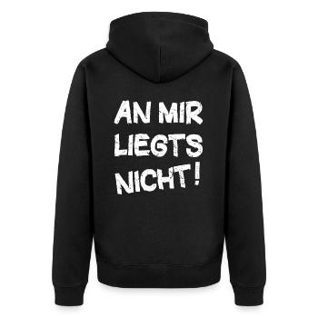 Sarkasmus Sprüche Ironie An Mir Liegts Nicht - Unisex Premium Bio Zip Hoodie - Schwarz - Hinten - Nico (187cm)