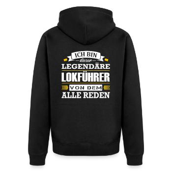 Lokführer Spruch Zugfahrer Zugführer Zug - Unisex Premium Bio Zip Hoodie - Schwarz - Hinten - Nico (187cm)