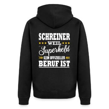 Schreiner Spruch Schreinermeister Meister - Unisex Premium Bio Zip Hoodie - Schwarz - Hinten - Nico (187cm)