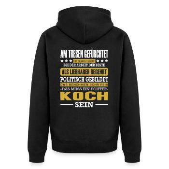 Koch Am Tresen Gefürchtet Beikoch Küche Kochen - Unisex Premium Bio Zip Hoodie - Schwarz - Hinten - Nico (187cm)