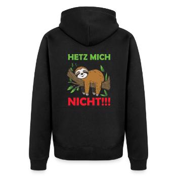 Funny sloth, no desire - Unisex Premium Organic Zip Hoodie - black - Back - Nico (187cm)